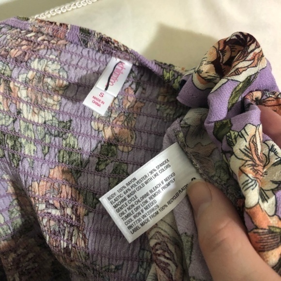 NWOT Xhilaration Lilac Purple Floral Smocked Dress - Picture 7 of 15